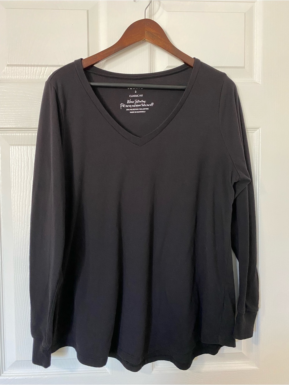 Torrid Classic Fit Black Long Sleeve T-Shirt, Size 2